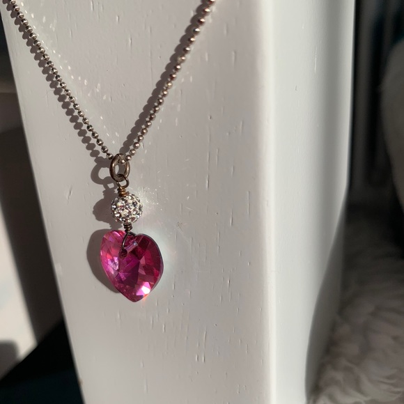 Swarovski Pink Heart Crystal Necklace - Picture 2 of 4